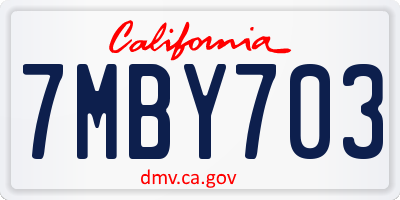CA license plate 7MBY703