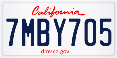 CA license plate 7MBY705