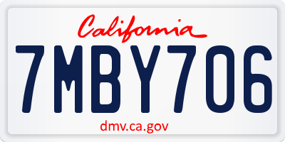 CA license plate 7MBY706