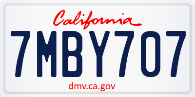 CA license plate 7MBY707