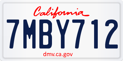 CA license plate 7MBY712