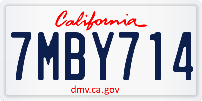 CA license plate 7MBY714