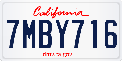 CA license plate 7MBY716