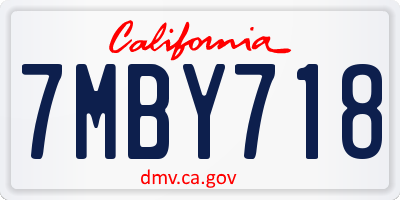 CA license plate 7MBY718
