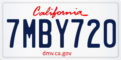CA license plate 7MBY720