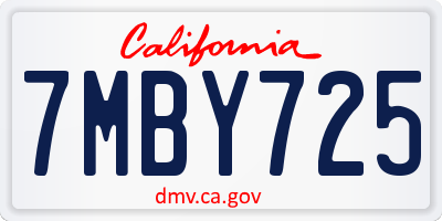 CA license plate 7MBY725