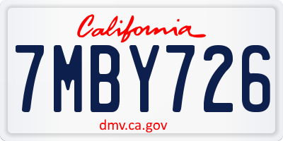 CA license plate 7MBY726