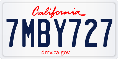 CA license plate 7MBY727