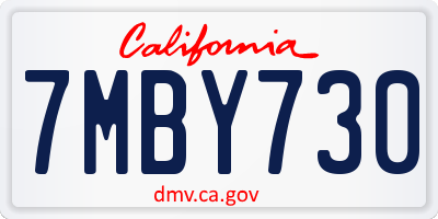 CA license plate 7MBY730