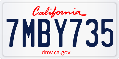 CA license plate 7MBY735