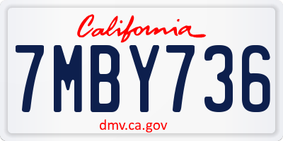 CA license plate 7MBY736