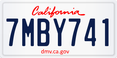 CA license plate 7MBY741