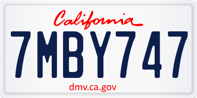 CA license plate 7MBY747
