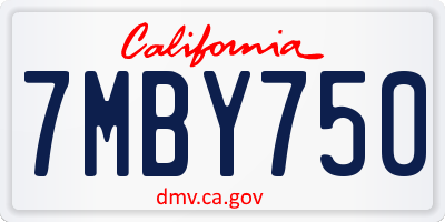 CA license plate 7MBY750