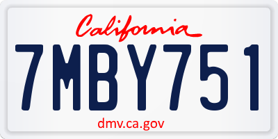 CA license plate 7MBY751
