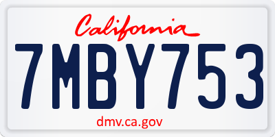 CA license plate 7MBY753