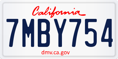 CA license plate 7MBY754