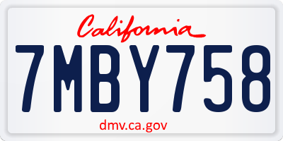 CA license plate 7MBY758