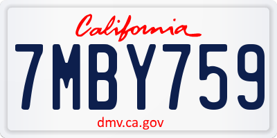 CA license plate 7MBY759