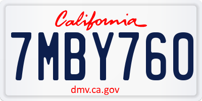 CA license plate 7MBY760