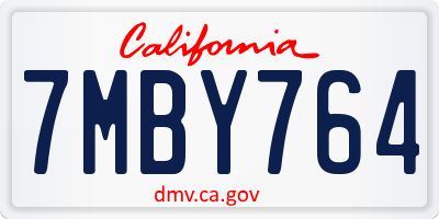 CA license plate 7MBY764