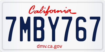 CA license plate 7MBY767