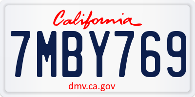 CA license plate 7MBY769