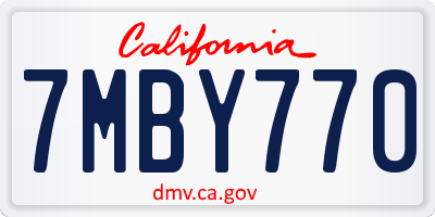CA license plate 7MBY770