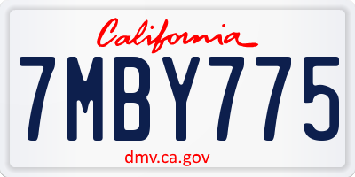 CA license plate 7MBY775