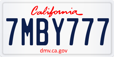 CA license plate 7MBY777