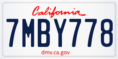 CA license plate 7MBY778