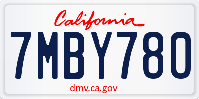 CA license plate 7MBY780