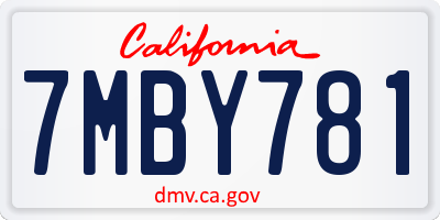 CA license plate 7MBY781