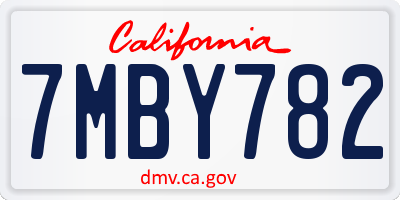 CA license plate 7MBY782