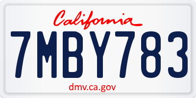 CA license plate 7MBY783