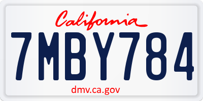 CA license plate 7MBY784