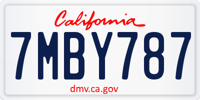 CA license plate 7MBY787