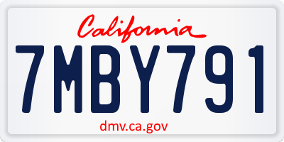 CA license plate 7MBY791