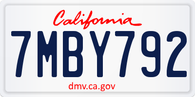 CA license plate 7MBY792