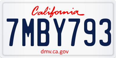 CA license plate 7MBY793