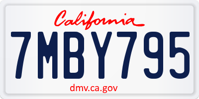 CA license plate 7MBY795