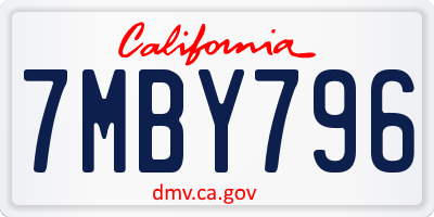 CA license plate 7MBY796
