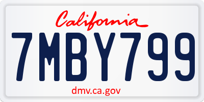 CA license plate 7MBY799