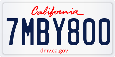 CA license plate 7MBY800
