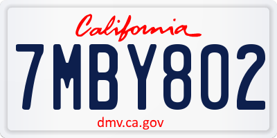 CA license plate 7MBY802