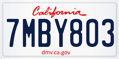 CA license plate 7MBY803