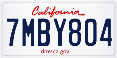 CA license plate 7MBY804