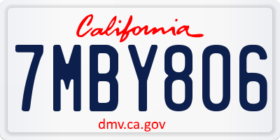 CA license plate 7MBY806