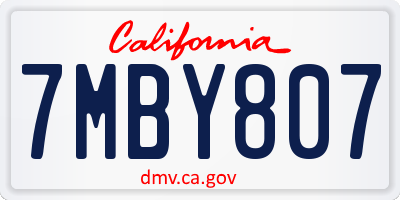 CA license plate 7MBY807
