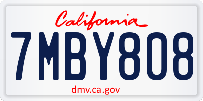 CA license plate 7MBY808